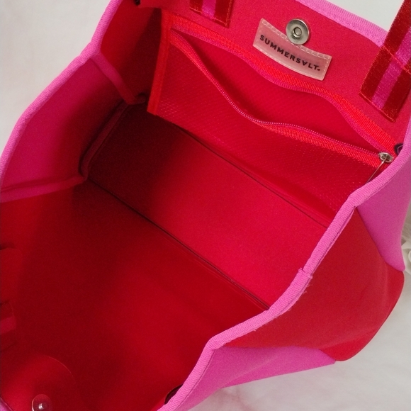 Summersalt x FabFitFun Pink & Red Neoprene Beach Summer Tote Bag Swimming Pool - Picture 8 of 16